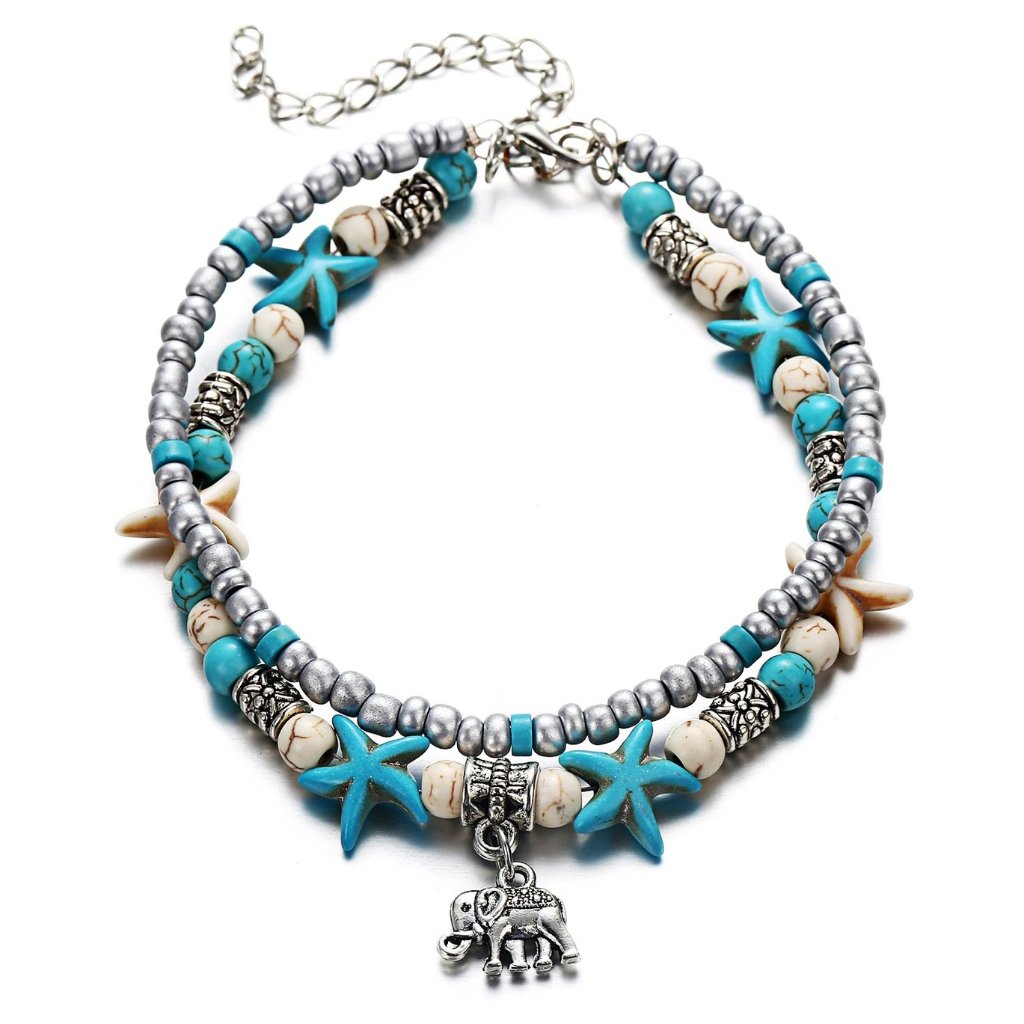 Summer Anklet With Starfish & An Elephant.